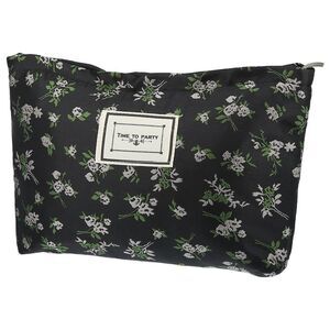 Canvas Large Capacity Cosmetic Bags for Coin Foundations Lipsticks Black Pink